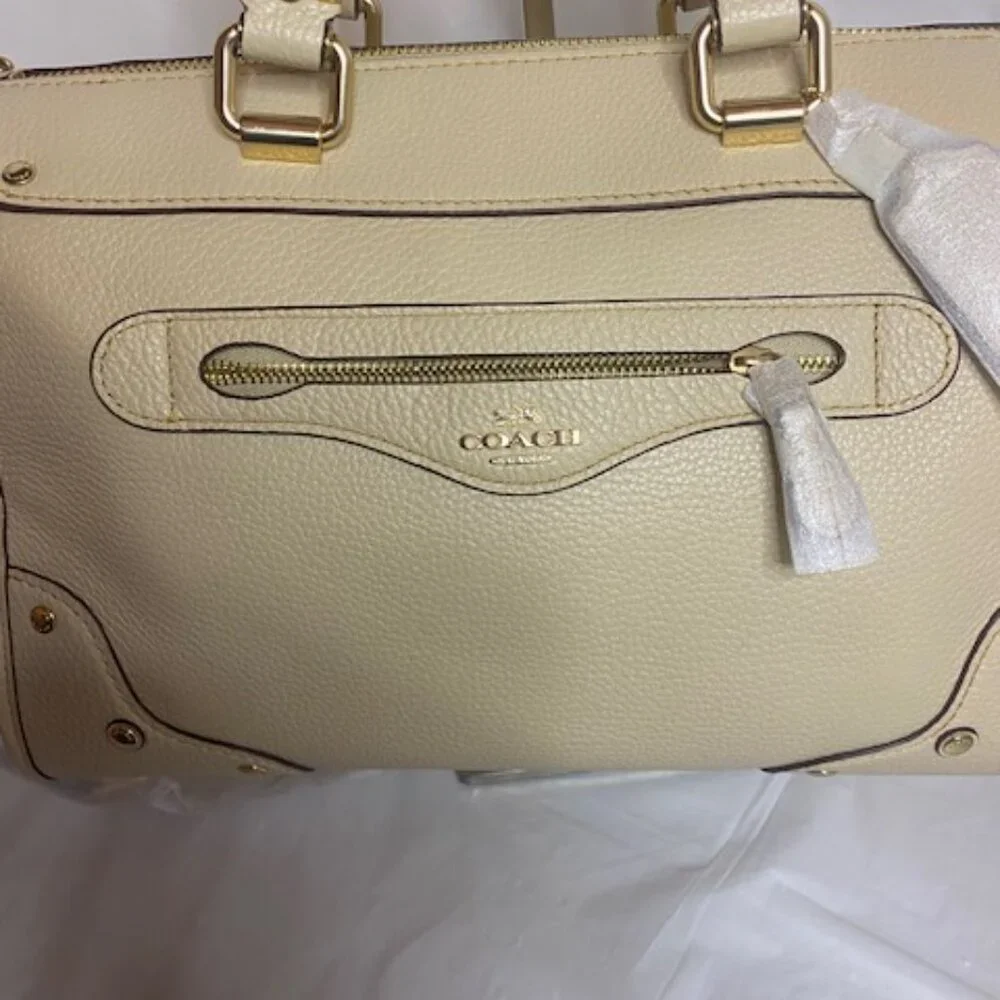 Coach Millie Pebbled Leather Satchel Bag in Ivory (NEW) - Picture 2 of 10